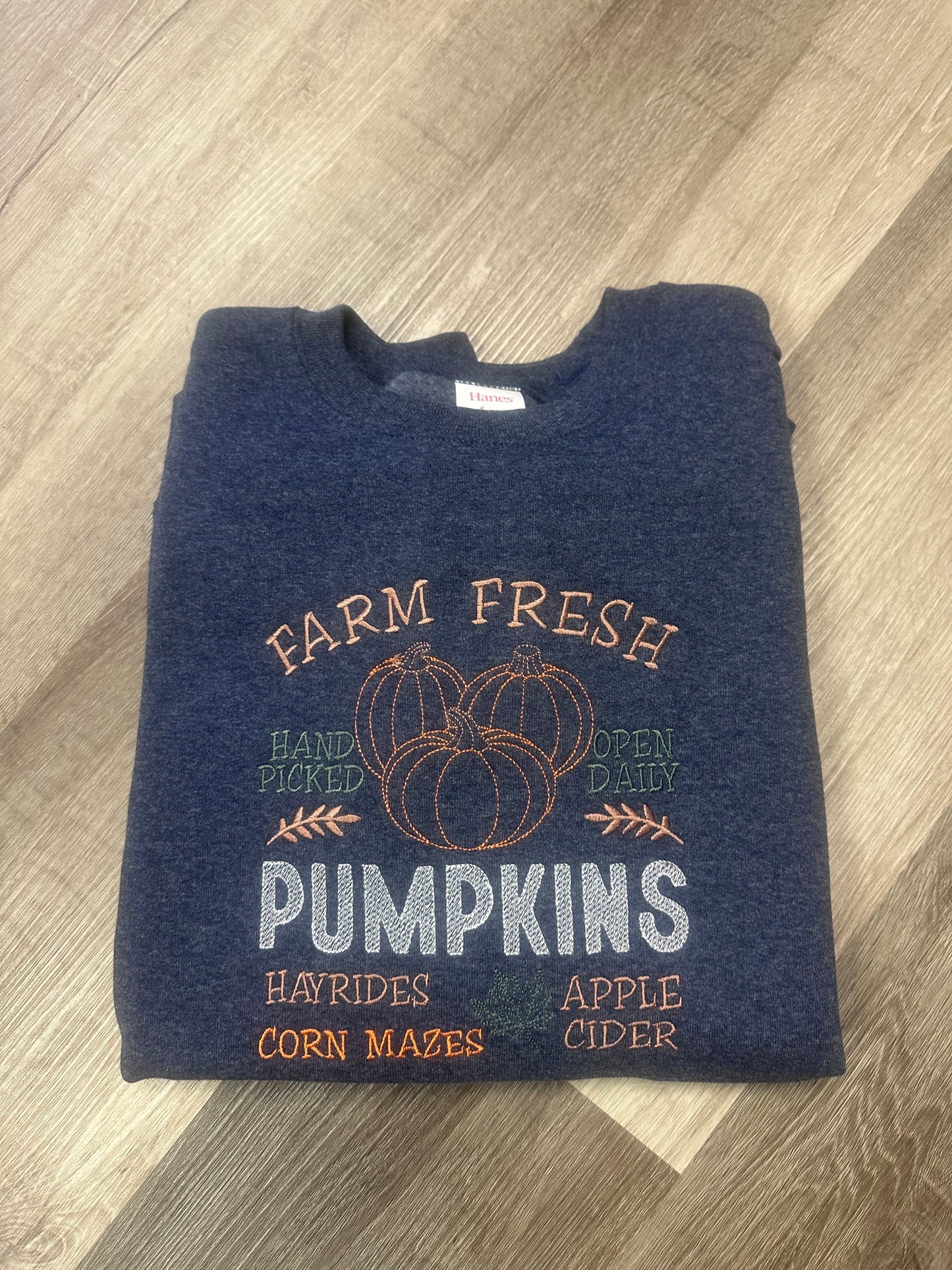 Farm Fresh Pumpkins Embroidered Crewneck