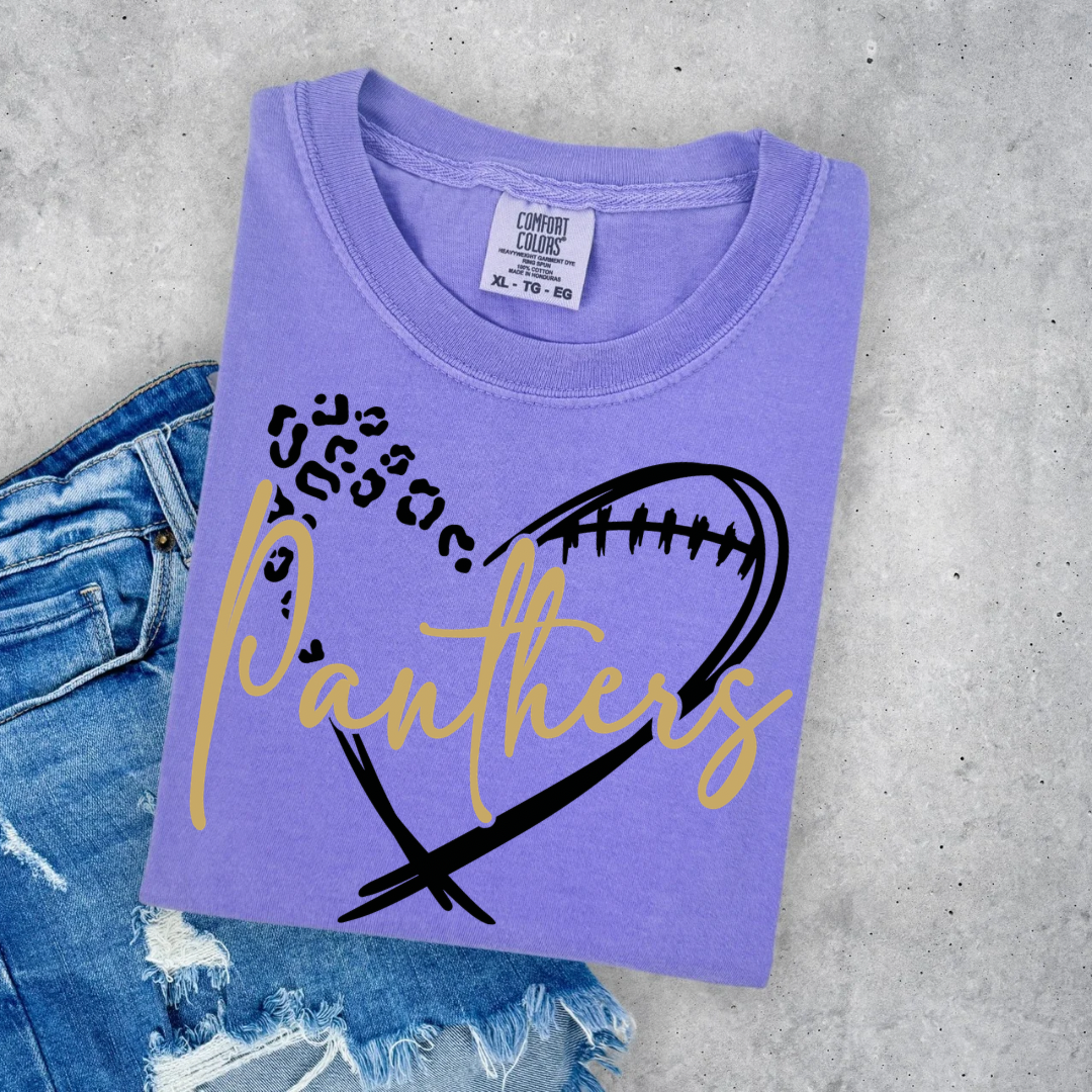 Panthers Leopard Football Heart CC- Adult