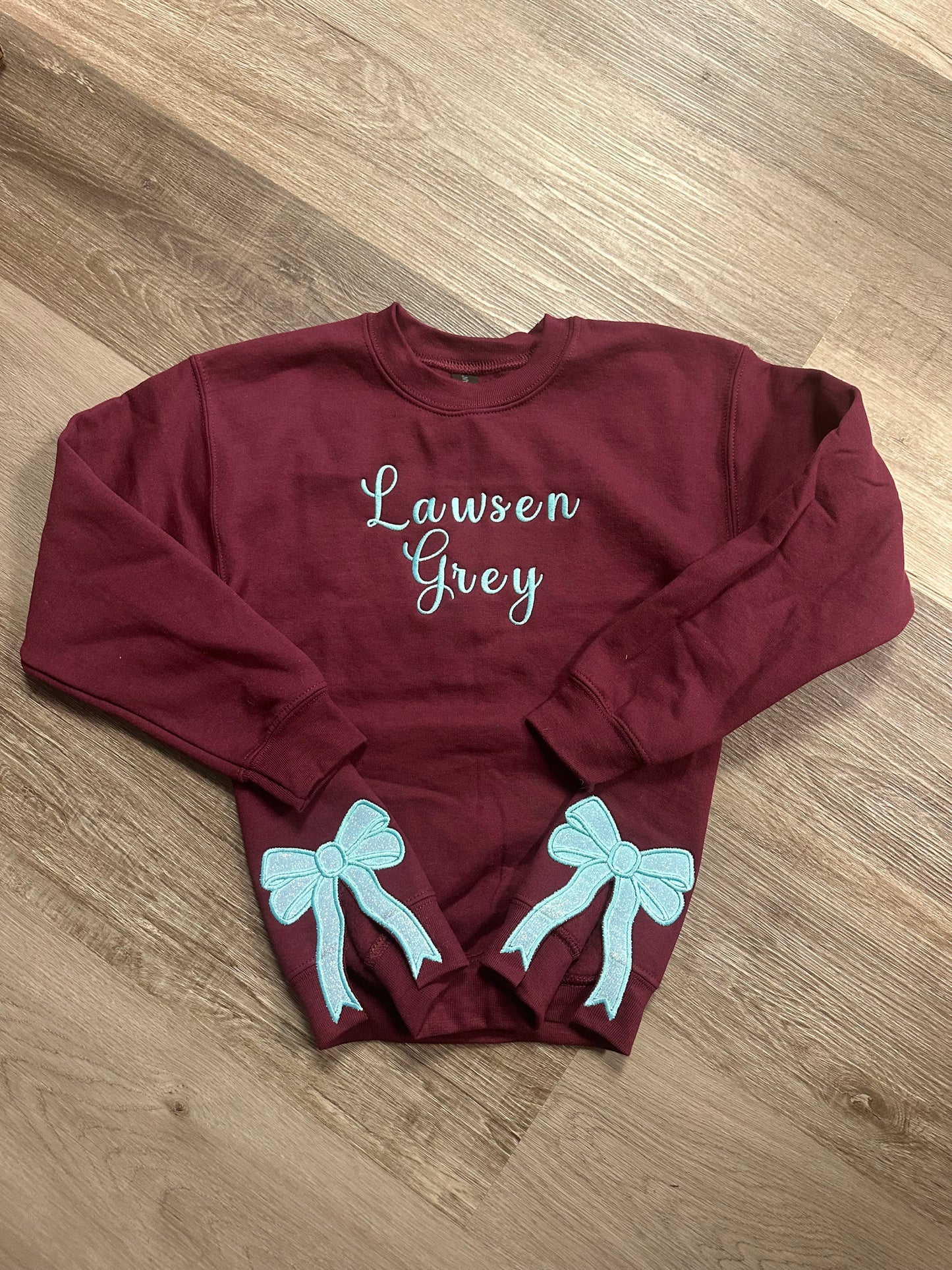 Name and Side Bow Crewneck- Youth