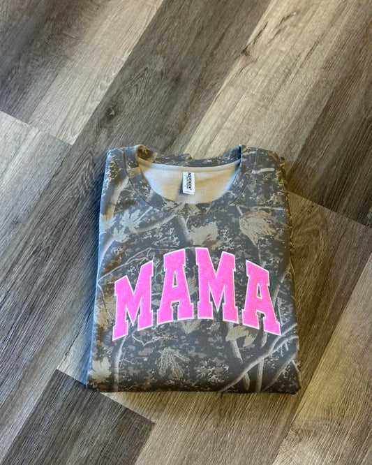 Deadwood Camo Crewneck-Mama Applique