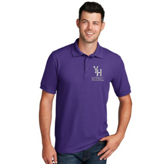 YH Baseball Embroidered Pocket Men's Polo-Purple