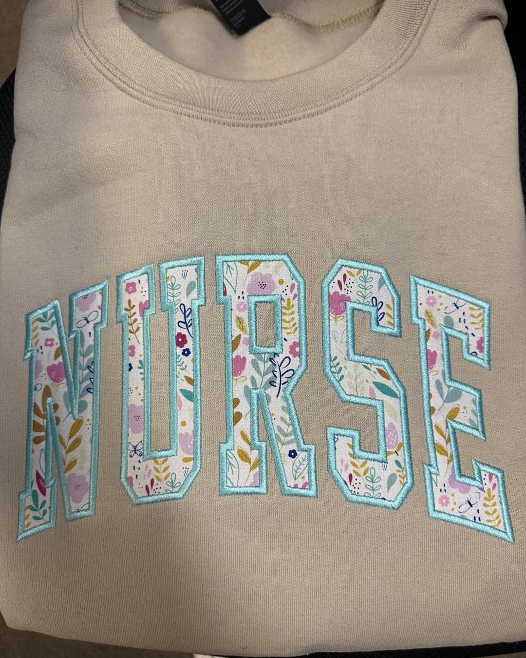 Floral Nurse Applique Sweatshirt