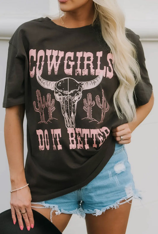 Cowgirls Do It Better Black Oversized Tee