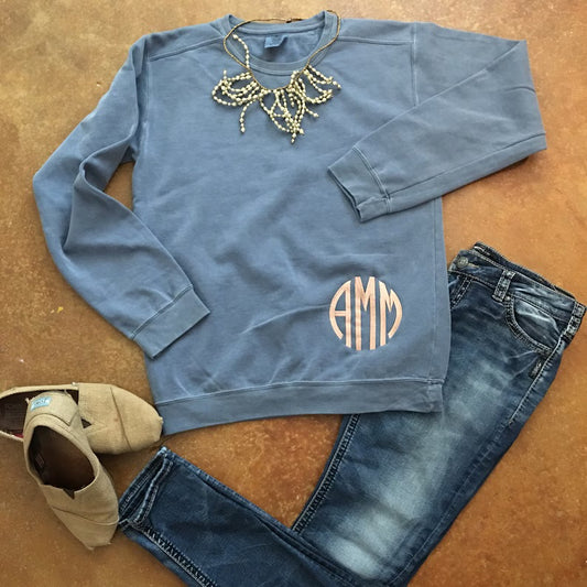 Embroidered Monogram Sweatshirt- Lower Corner