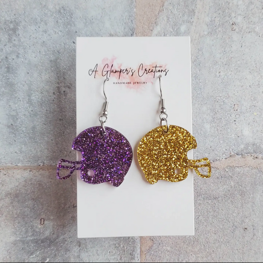 Purple and Gold Football Helmet Dangles