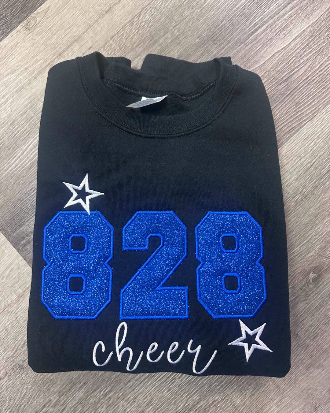 828 Cheer Glitter Applique Crewneck