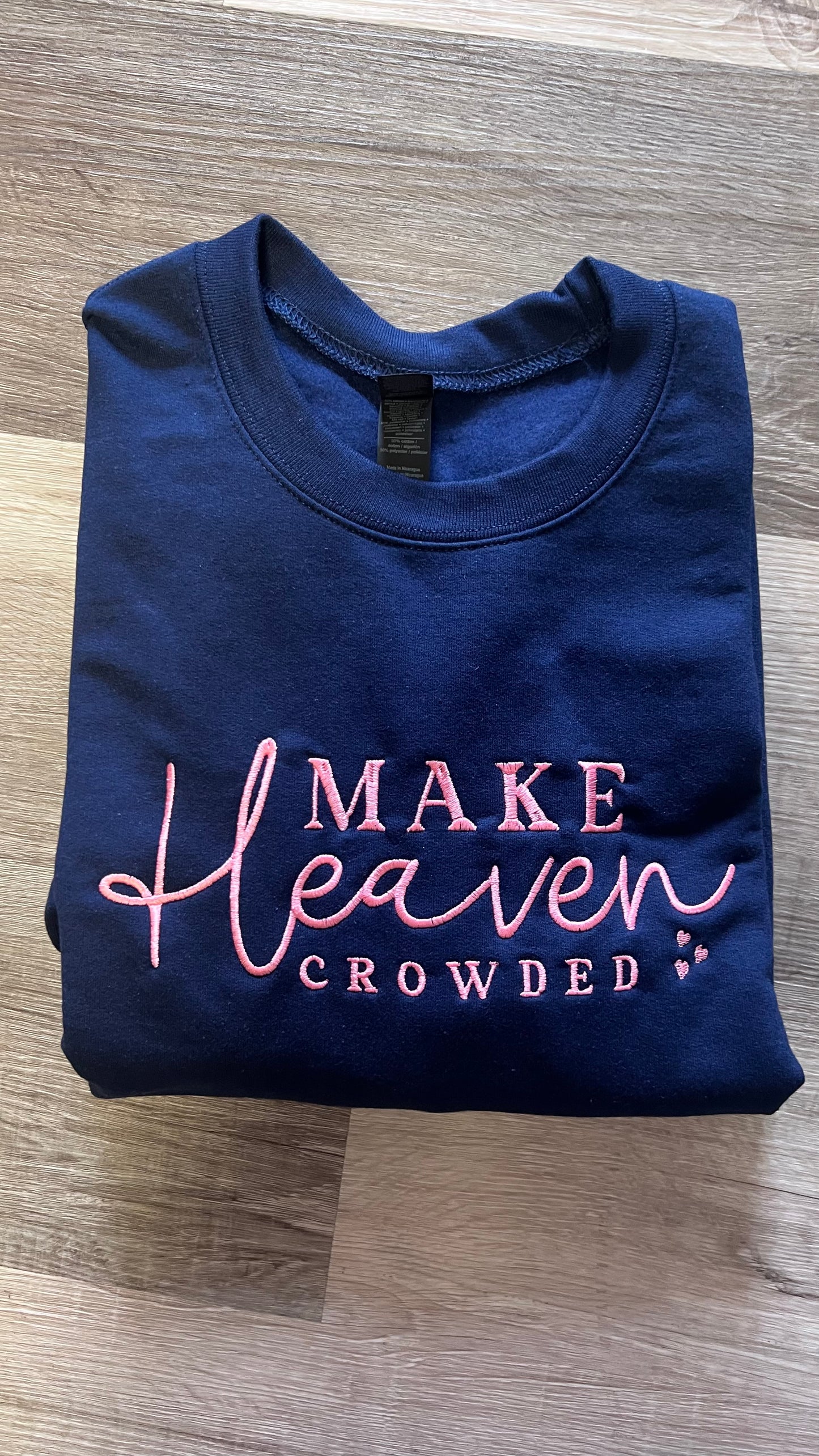 Make Heaven Crowded Hearts Embroidery Crewneck- Adult