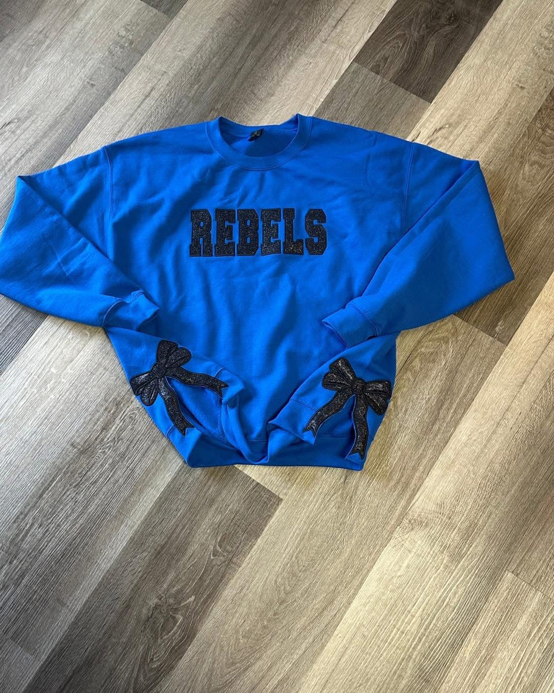 Sports Team Glitter Applique Side Bow Sweatshirt-Youth