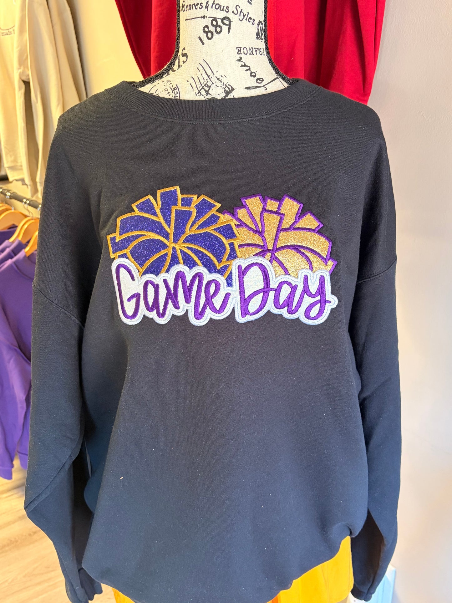 Game Day Poms Applique Top