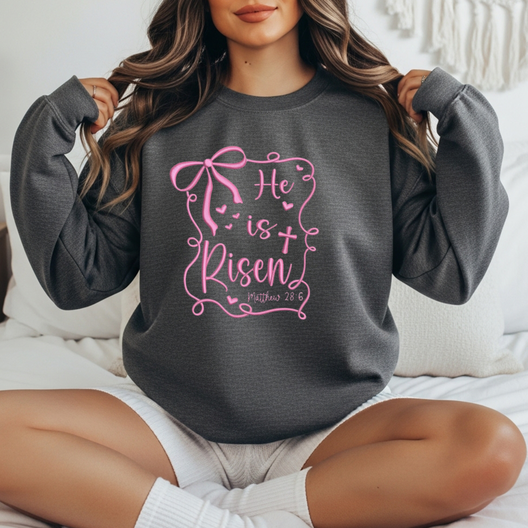 He is Risen Embroidered Crewneck