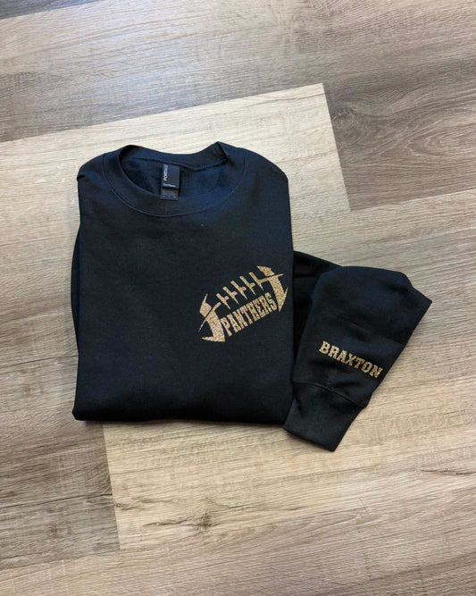 Glitter Panther Football Crewneck