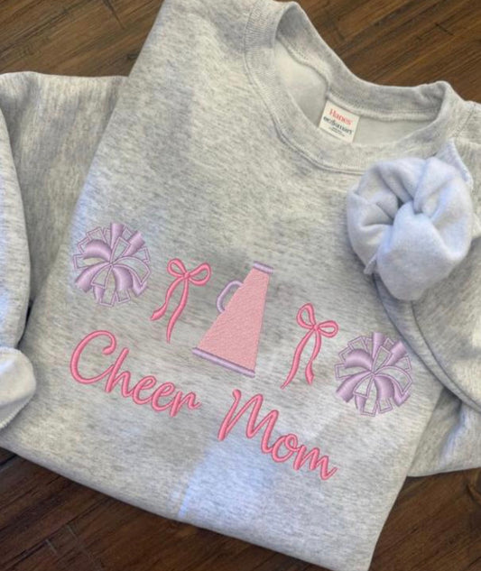 Cheer Mom Bows Embroidered Top