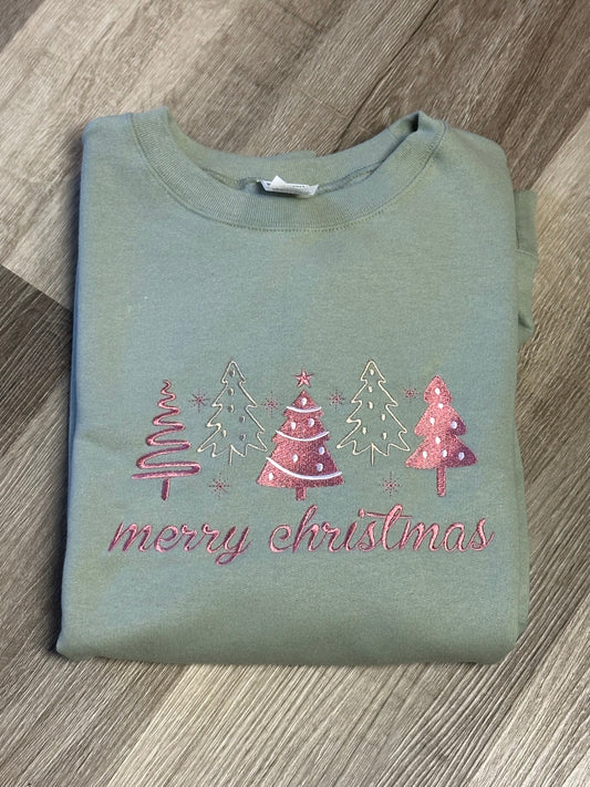 Merry Christmas Mauve Embroidered Crewneck