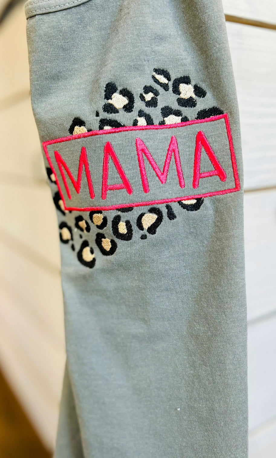 Embroidered Mama Leopard Pocket Frame
