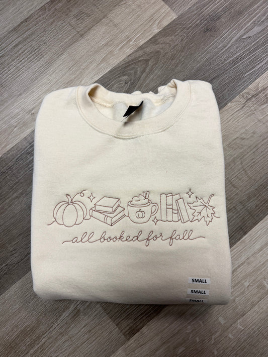 All Booked for Fall Embroidered Crewneck