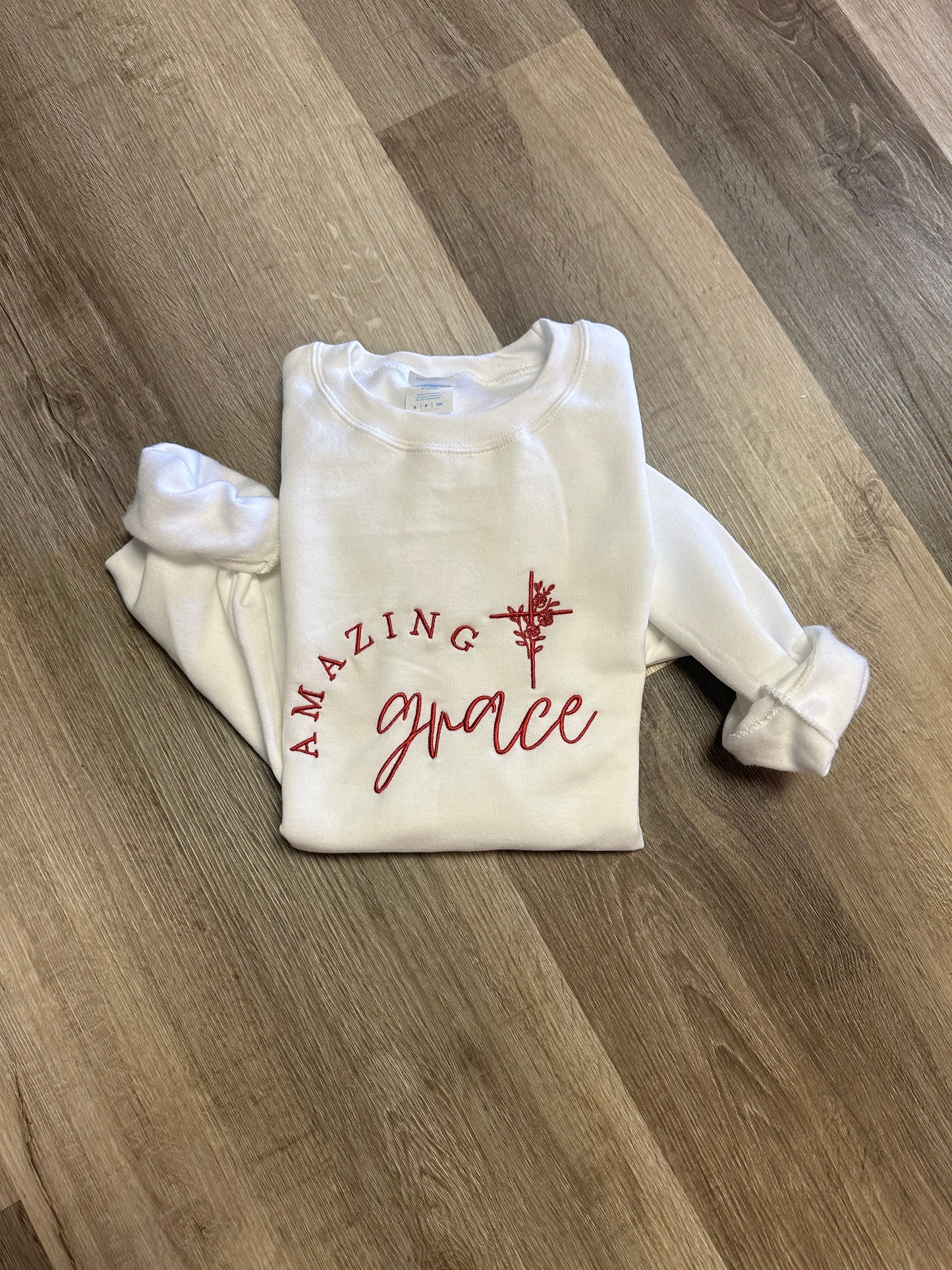 Amazing Grace Embroidered Crewneck