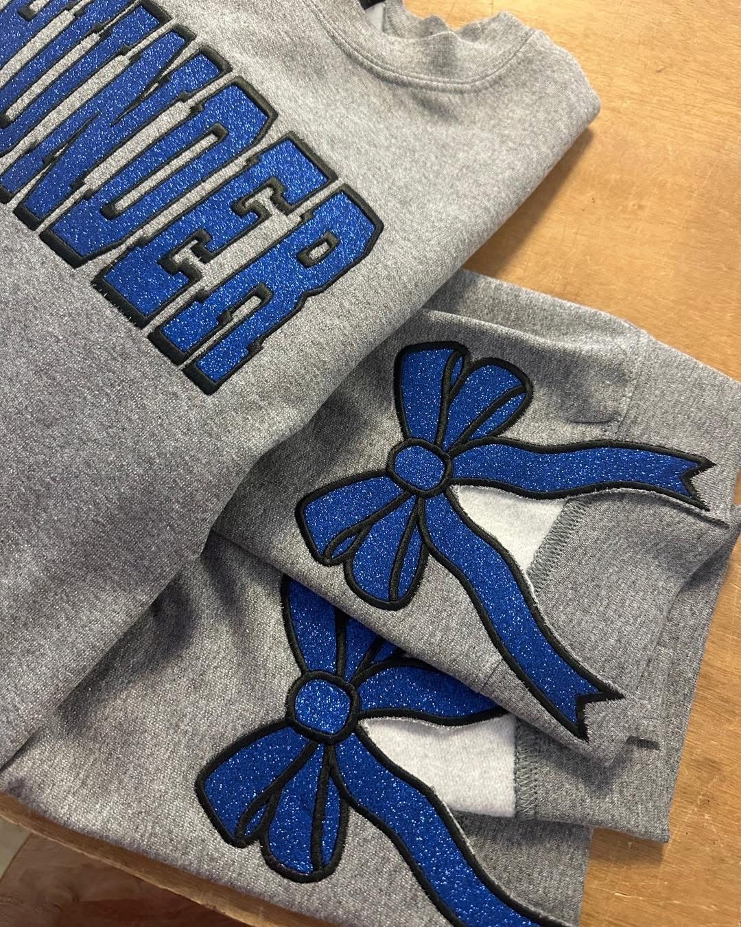 Sports Team Glitter Applique Side Bow Sweatshirt-Youth