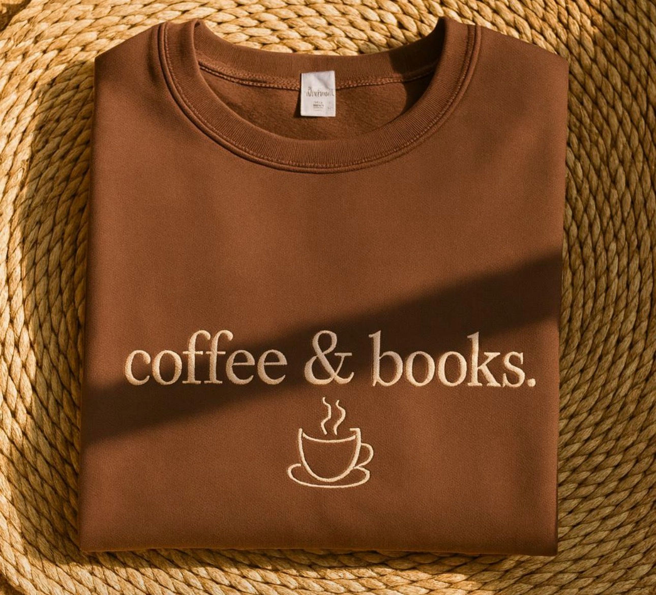 Coffee and Books Embroidered Crewneck