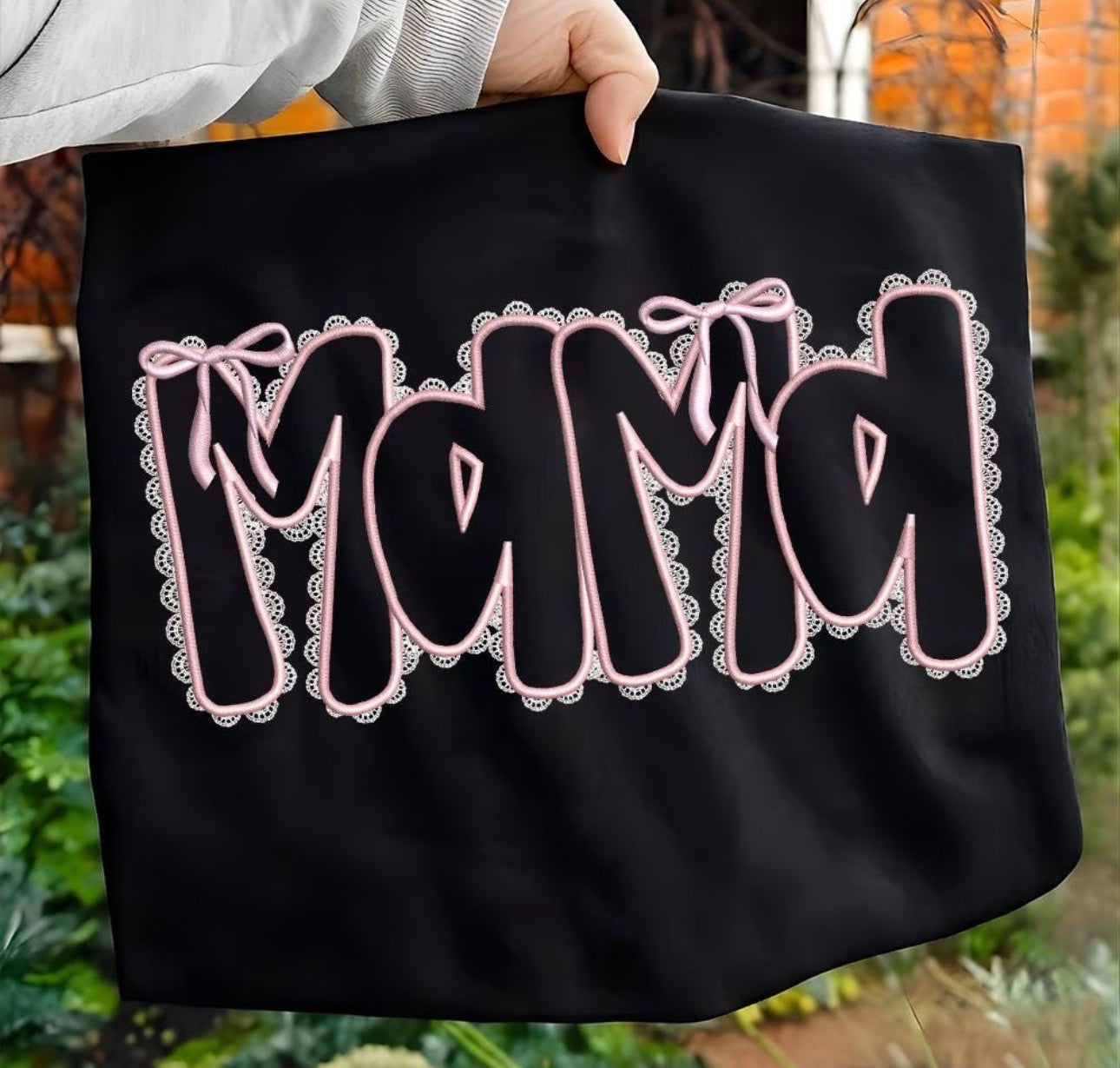 Mama Embroidered Lace Top