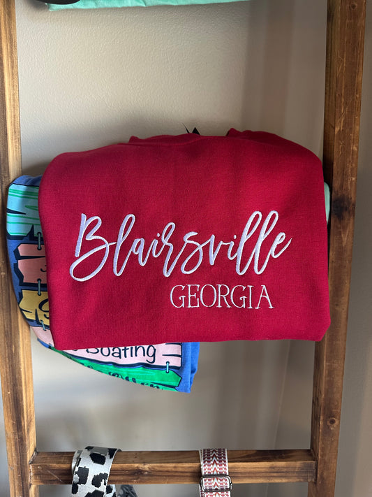Blairsville Georgia Embroidered Crewneck