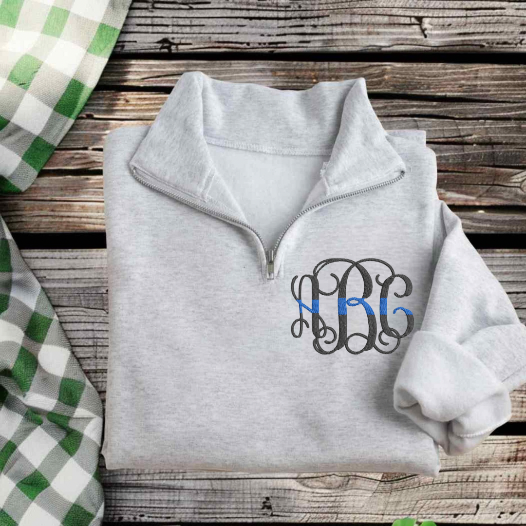 Monogrammed Thin Line 1/4 Zip Pullover
