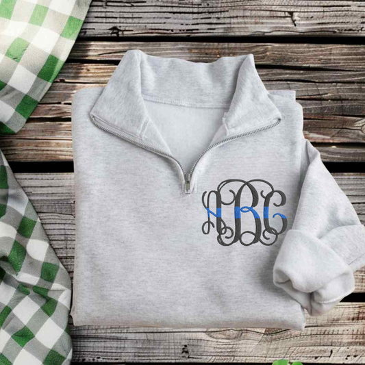 Monogrammed Thin Line 1/4 Zip Pullover