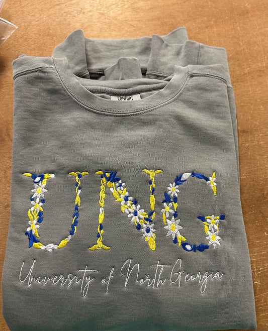 College Floral Initial Crewneck