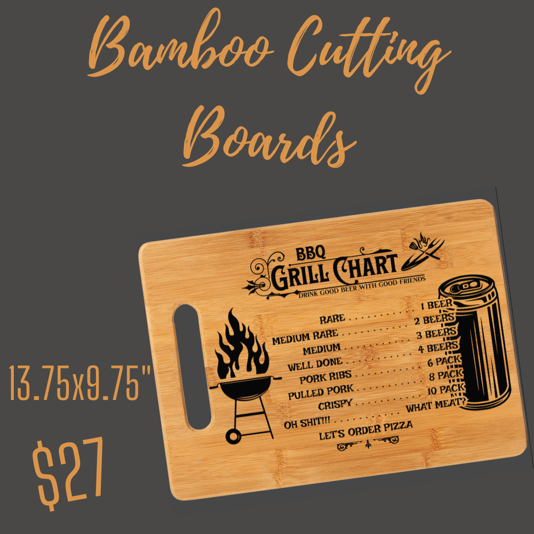 Large Bamboo Cutting Board- BBQ Grill Chart