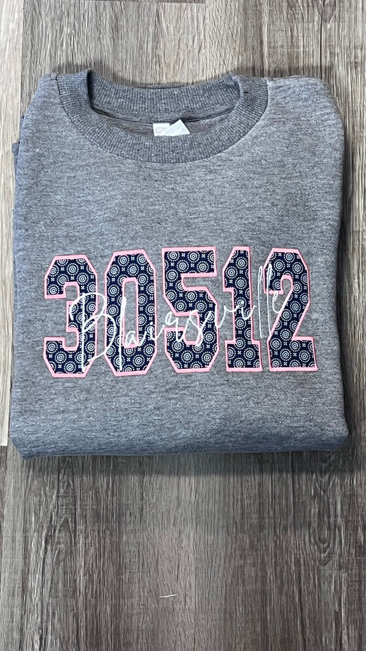 Zip Code Applique Crewneck