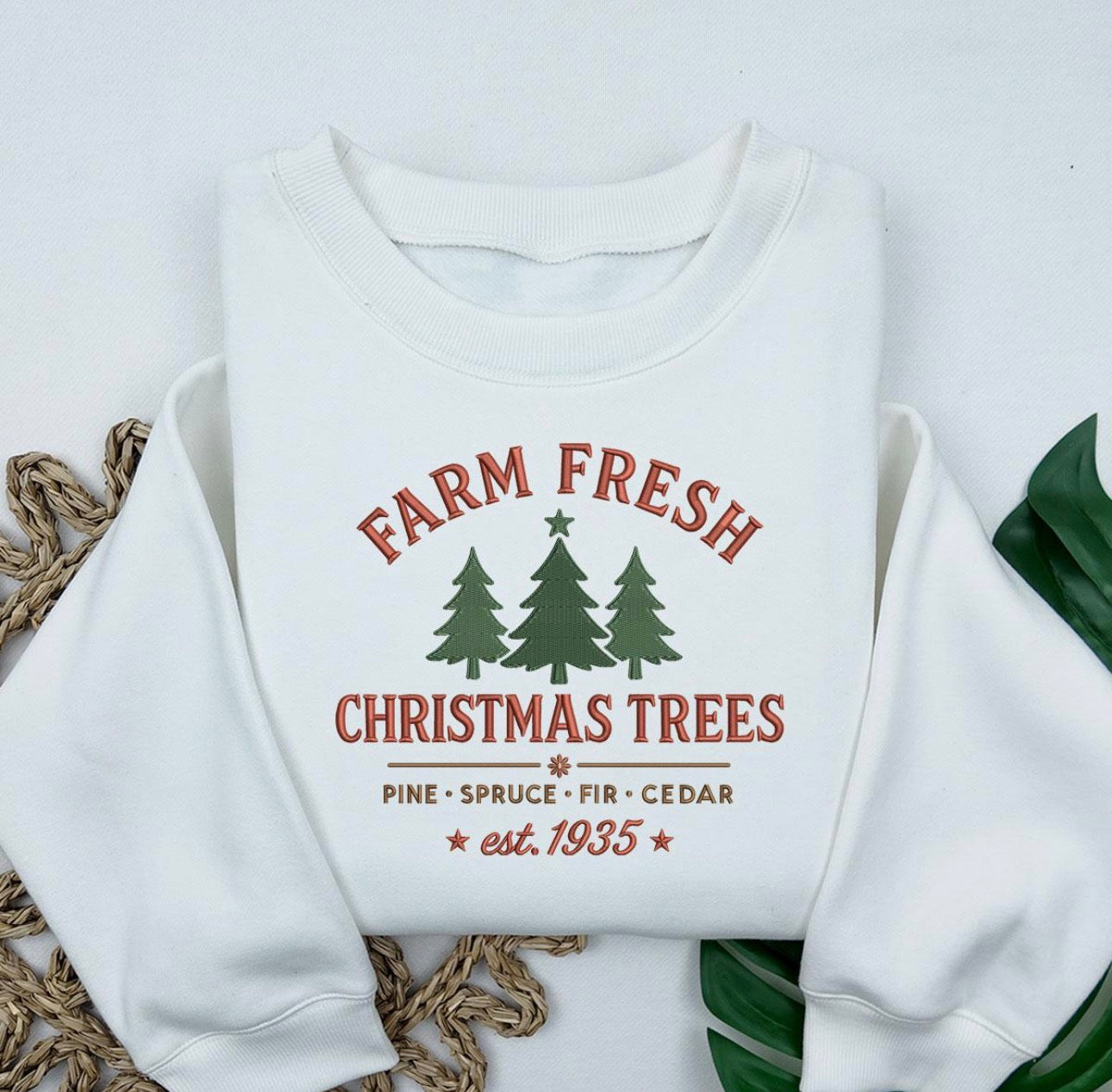 Farm Fresh Trees Embroidered Crewneck