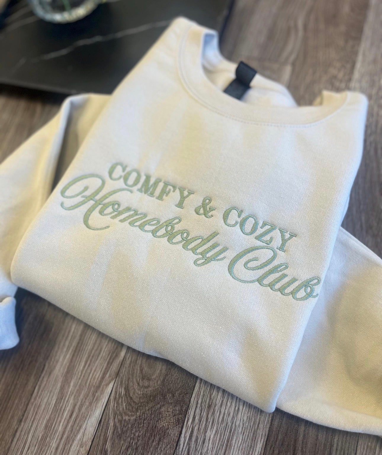 Comfy & Cozy Homebody Club Embroidered Crewneck