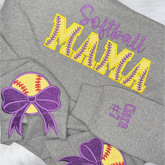 Softball/ Baseball Mama Applique Side Bows