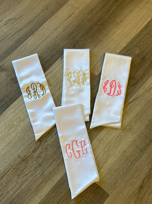 White Embroidered Prom Bouquet Ribbon