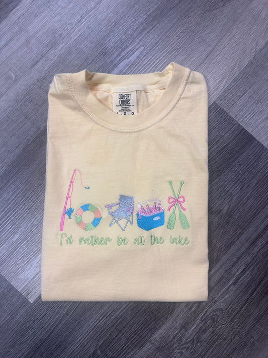 Rather Be At The Lake Embroidered Top