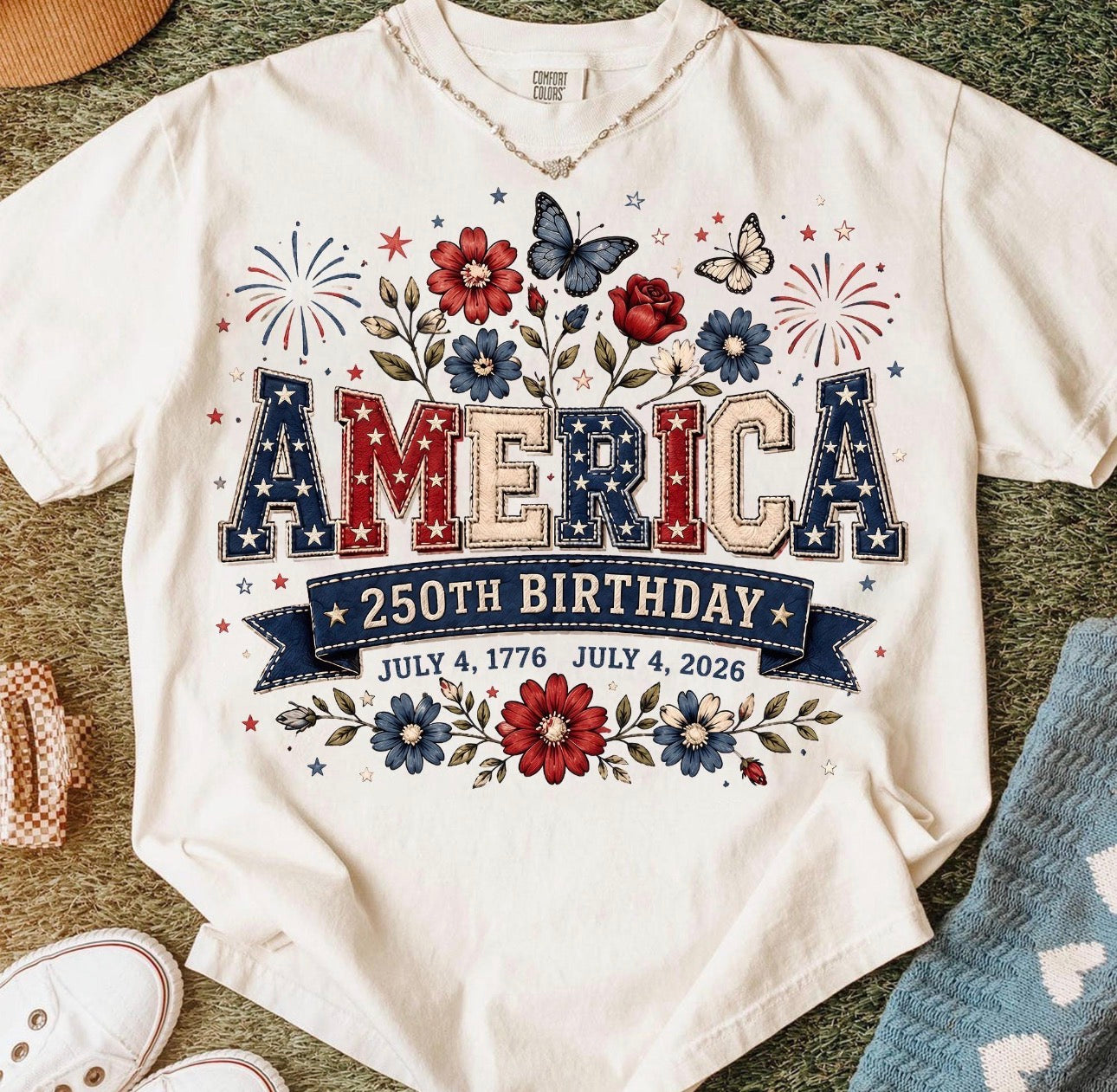 America 250 Faux Embroidery- Adult