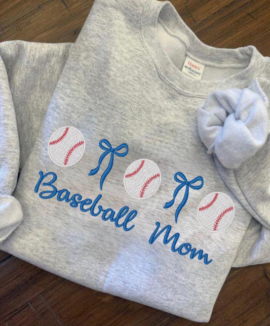 Baseball Mom Bows Embroidered Top