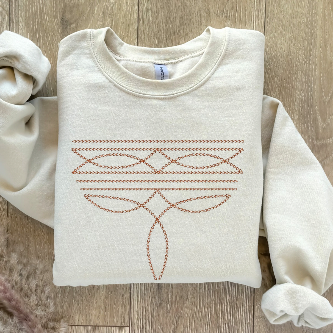 Western Cowboy Stitching Embroidered Crewneck