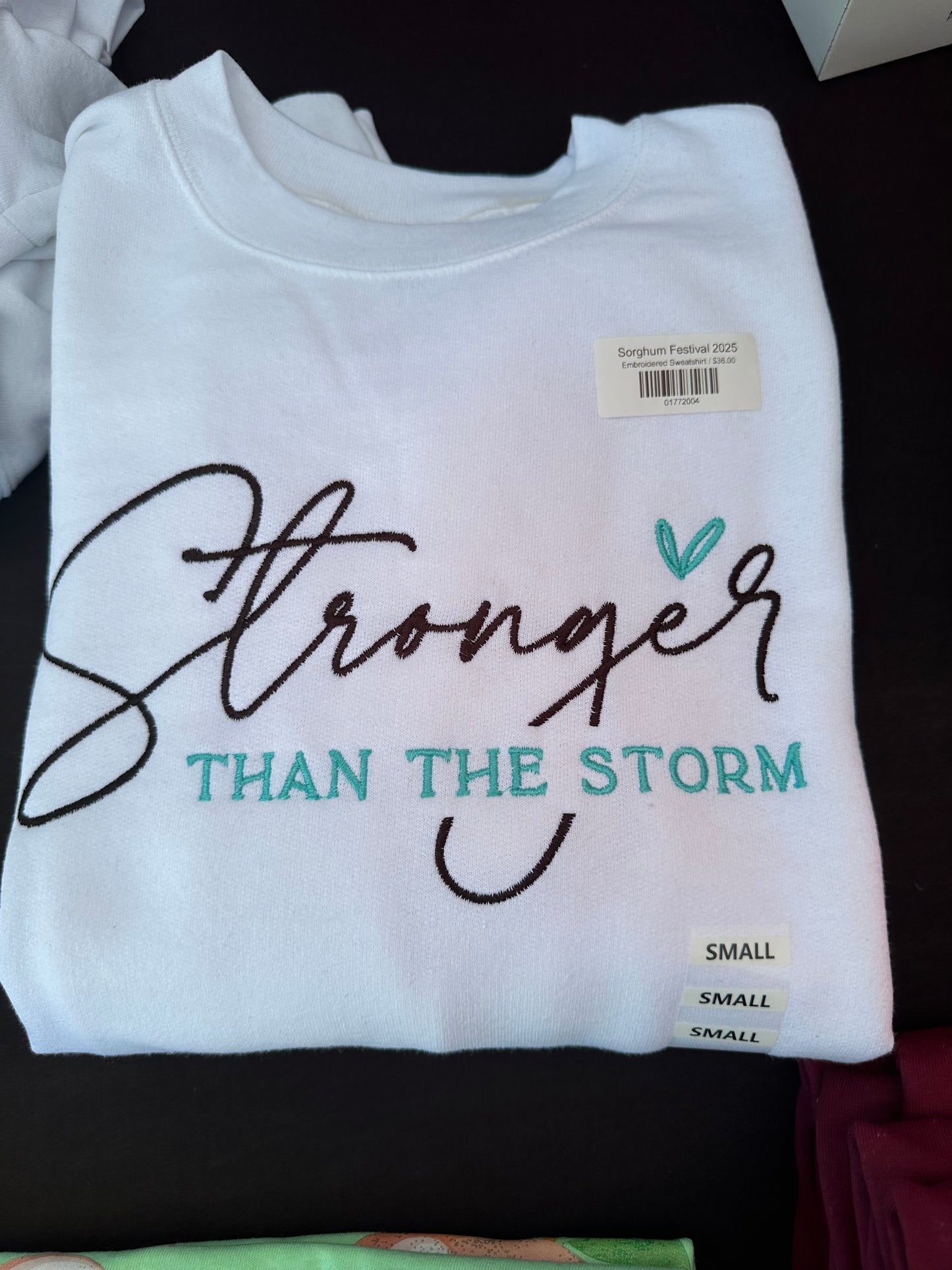 Stronger than the Storm Embroidered Crewneck