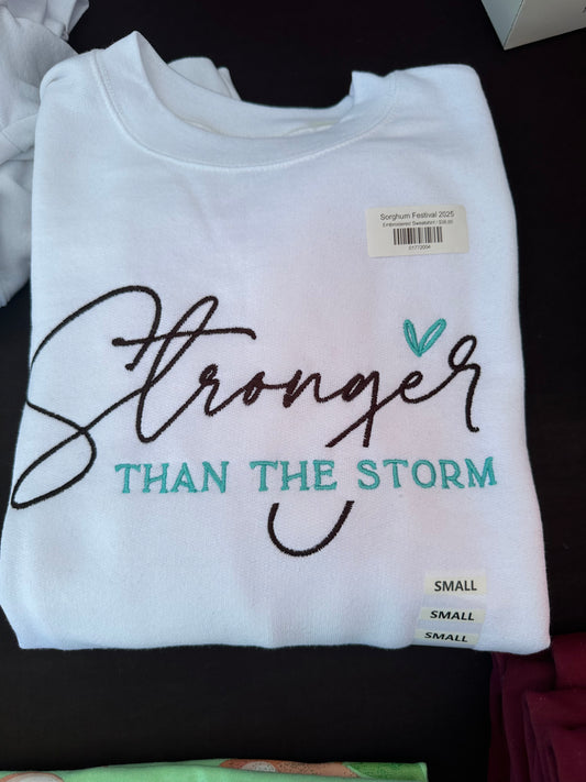 Stronger than the Storm Embroidered Crewneck