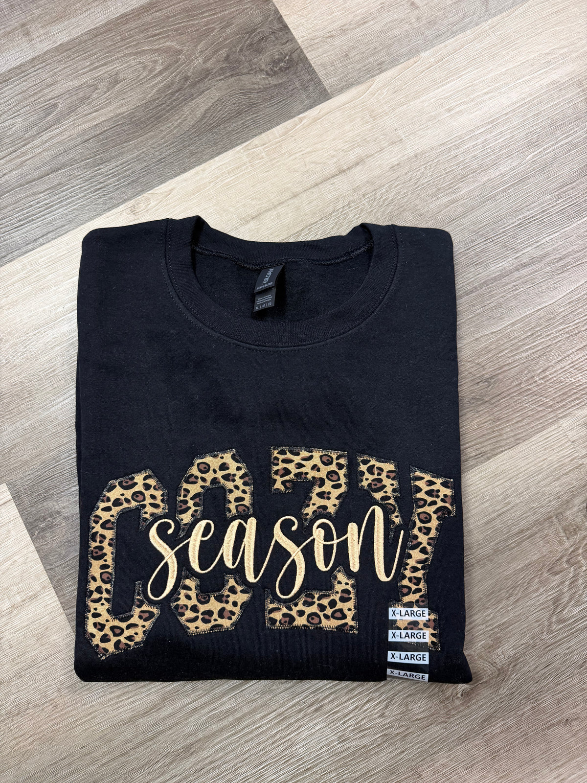 Cozy Leopard Season Applique Crewneck
