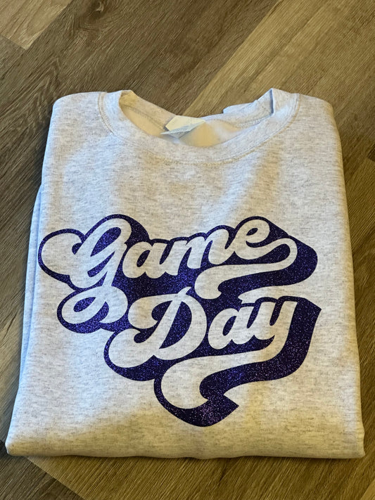 Retro Game Day Glitter Sweatshirt- Any Team