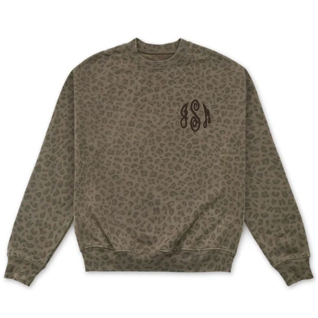 Brown Leopard Monogram Crewneck