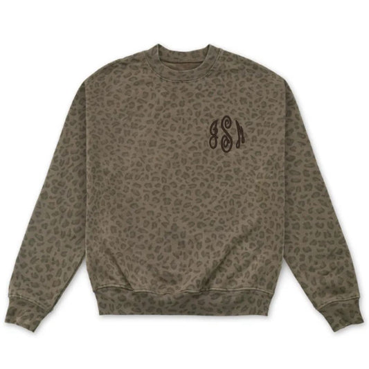 Brown Leopard Monogram Crewneck