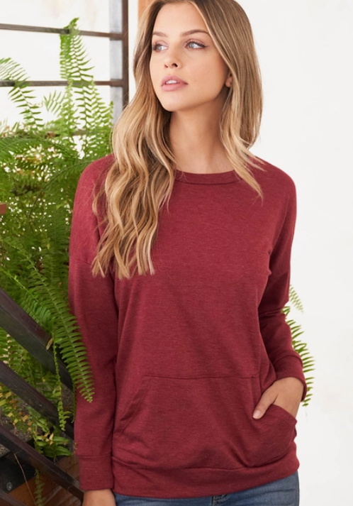 French Terry Long Sleeve Pocket Top