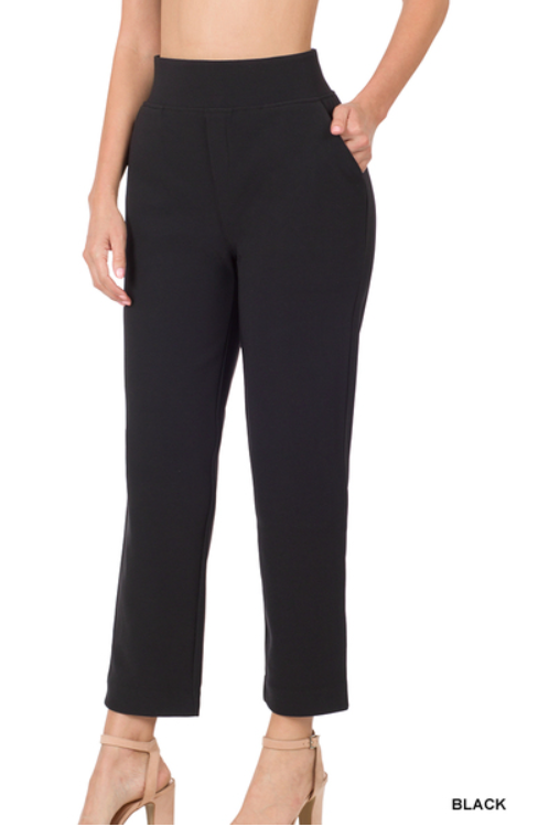 7/8 Stretch Pull-On Black Dress Pants