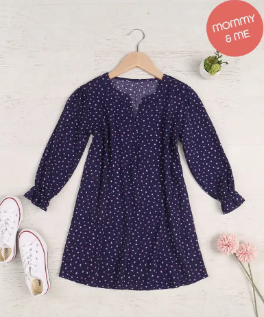 Navy Mommy and Me Girls Dress