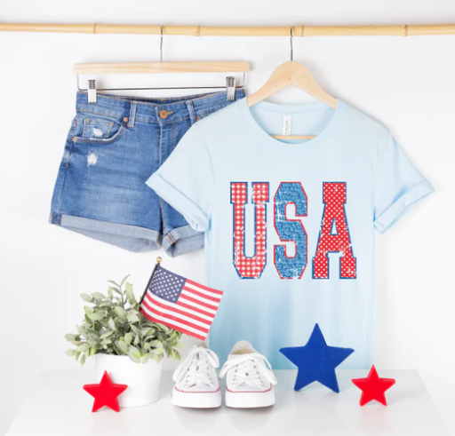 Faux Applique Distressed USA