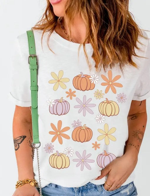 Pumpkin Floral Graphic Tee