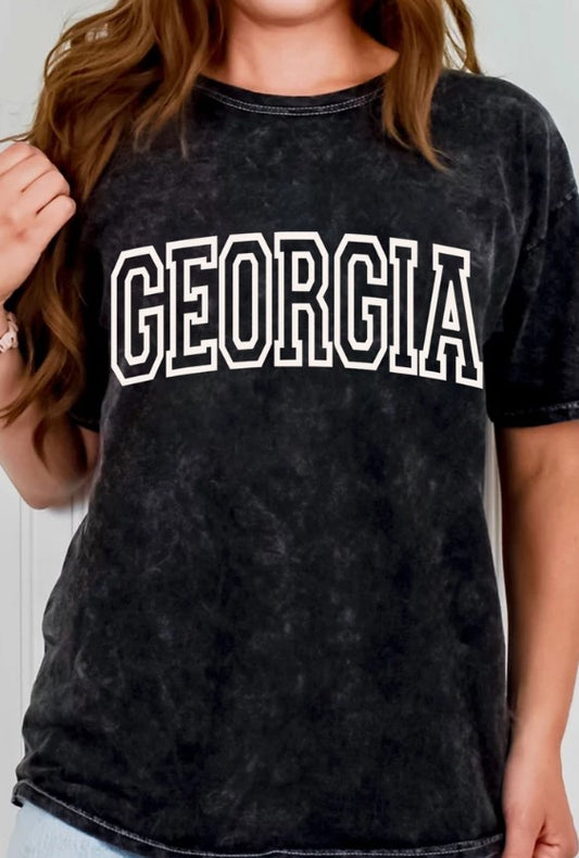 Black Georgia Mineral Wash Tee