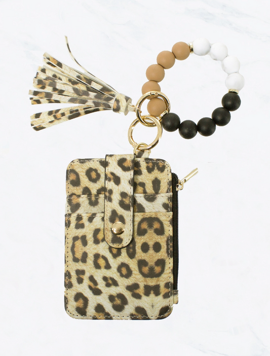 Silicone Bead Bracelet with Card Holder Keychain